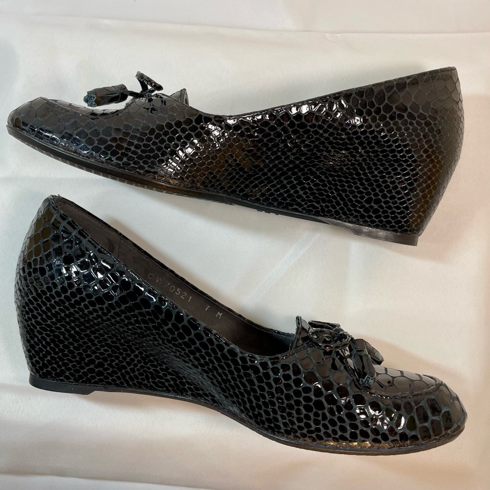 Stuart Weitzman Black Python Embossed Patent Leat… - image 8